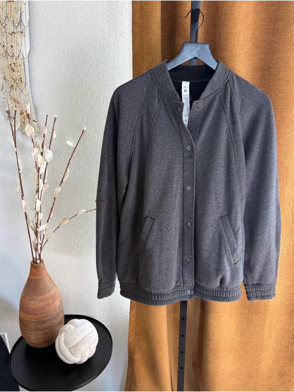 lululemon athletica Charcoal Gray Snap-Front Bomber Jacket